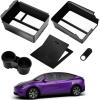 image2025 Upgrade Center Console Organizer Tray for Tesla Model Y Accessories 20242020For Tesla Model 3 Accessories 20232021 Slide SmoothlyUS Patent Cup Holder Matte BlackWhite