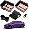 image2025 Upgrade Center Console Organizer Tray for Tesla Model Y Accessories 20242020For Tesla Model 3 Accessories 20232021 Slide SmoothlyUS Patent Cup Holder Matte BlackPink