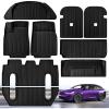 image9Pcs Floor Mats for Tesla Model X 6 Seater 2024 2023 2022 Full Sets All Weather Floor Mat for Tesla Model X Accessories 2024 2023 2022 Rear Back Seat Cover Protector Front Rear Trunk