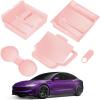 imageCenter Console Organizer Tray for Tesla Model Y Juniper Accessories 2025 2026For Tesla Model 3 Highland Accessories 2024 2025 2026 Slide SmoothlyUS Patent Cup Holder Matte BlackPink