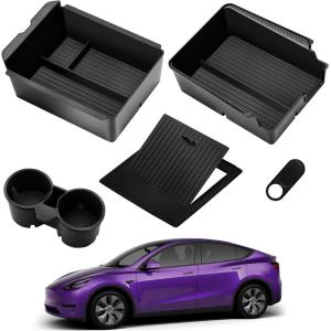 image2025 Upgrade Center Console Organizer Tray for Tesla Model Y Accessories 20242020For Tesla Model 3 Accessories 20232021 Slide SmoothlyUS Patent Cup Holder Matte BlackBlack