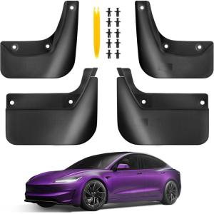 image2025 Upgrade Mud Flaps for Tesla Model 3 Highland 2024 2025 No DrillingTape Install Splash Guards Fenders All Weather Mudflaps for Tesla Model 3 Accessories 2024 2025 BlackBlack