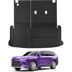 imageCargo Mat with Backrest Mat for Toyota Grand Highlander 2024 2025 All Weather Grand Highlander Trunk Mat Cargo Liner for Toyota Grand Highlander Accessories 2024 2025 TPE Back Seat Cover