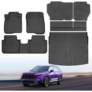 imageFloor Mats for Honda CRV 2025 2024 2023 HybridNot Fuel Full Sets CRV All Weather Floor Mats for Honda CRV Accessories 20252023 TPE Back Seat Cover Protector Trunk Frunk Mat