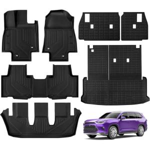 imageFloor Mats for Toyota Grand Highlander 7 Seater 2024 2025 Include Hybrid All Weather Floor Mat with 2nd ampamp 3rd Backrest mats for Toyota Grand Highlander Accessories 2024 2025 TPE Cargo Mat
