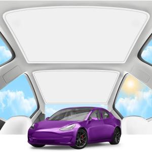 image2025 Upgrade Sunshade Roof for Tesla Model 3 20232021 NoGapSagFree Heat Insulation Glass Roof Sunshade Sunroof for Tesla Model 3 Accessories 20232021 White Beige