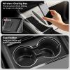 image10PCS Center Console Organizer for Tesla New Model Y Juniper Premium amp Performance Under Seat Storage Armrest Cover Hidden Storage Charger Pad for Tesla Model Y Accessories 2025 2026 BlackBlack