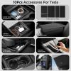 image10PCS Center Console Organizer for Tesla New Model Y Juniper Premium amp Performance Under Seat Storage Armrest Cover Hidden Storage Charger Pad for Tesla Model Y Accessories 2025 2026 BlackBlack