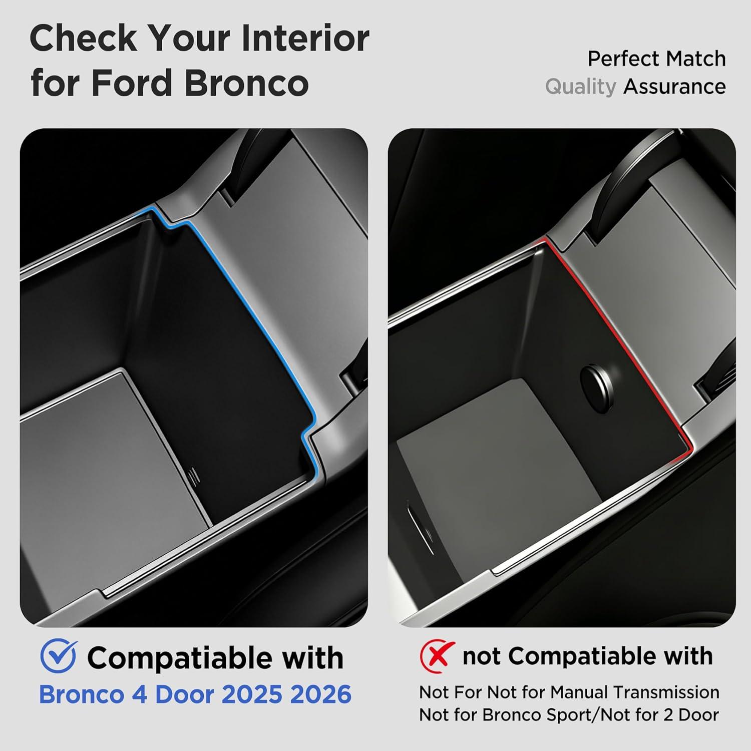 imageCenter Console Organizer for Ford Bronco 2025 2026 4Door Automatic Transmission for Ford Bronco Accessories 2025 2026NOT for 2Dooramp Manual ampSports