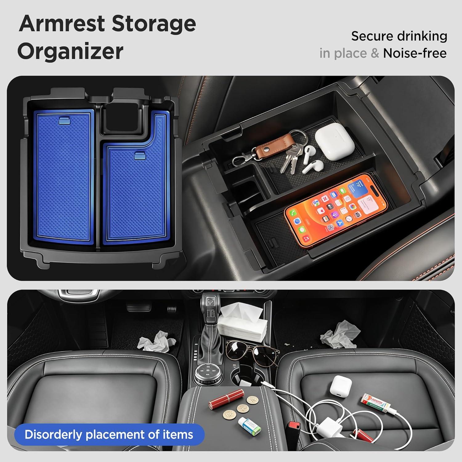 imageCenter Console Organizer for Ford Bronco 2025 2026 4Door Automatic Transmission for Ford Bronco Accessories 2025 2026NOT for 2Dooramp Manual ampSports