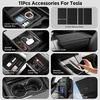 image:image11PCS Center Console Organizer for Tesla New Model 3 Highland Under Center Armrest Storage Armrest Cover Hidden Storage Charger Pad for Tesla Model 3 Accessories 20242026 BlackModel 3