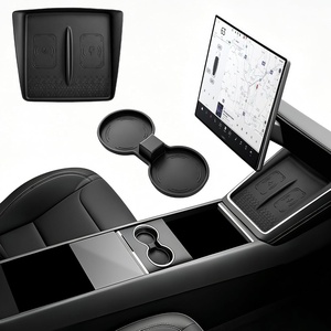 image:imageWireless Charging Pad Cup Holder for Tesla Model Y 2025 2026  Model 3 20242026 UltraThin amp Unobstructed Charging Cup Insert Protective Silicone Cover